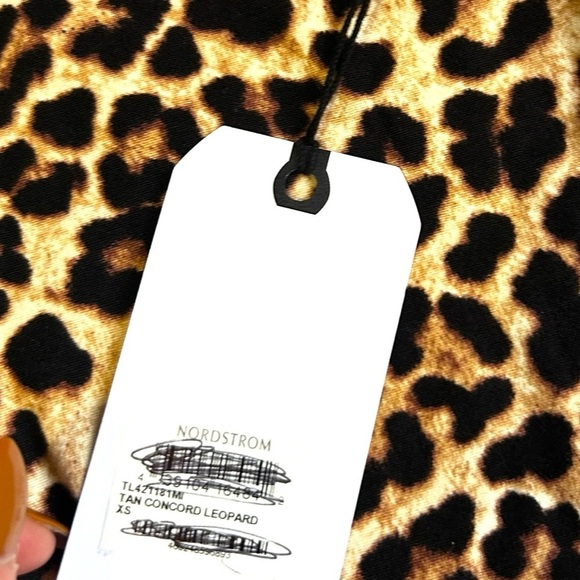 Leith Leopard Print Mock Neck Long Sleeve Bodycon Dress Tan Concord SZ XS - Picture 3 of 9